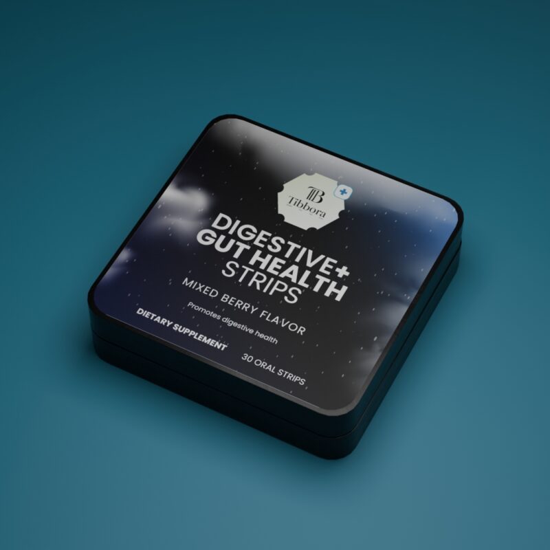 Digestive gut health oral strips with probiotics and digestive enzymes