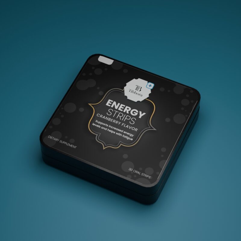 Energy oral strips with caffeine L-Theanine and vitamin B12 supplement