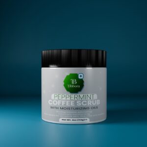 Peppermint coffee exfoliating body scrub with organic ingredients