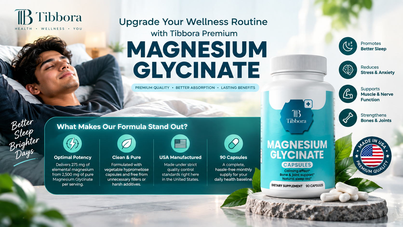 Magnesium Glycinate for Sleep, Stress & Muscle Relaxation